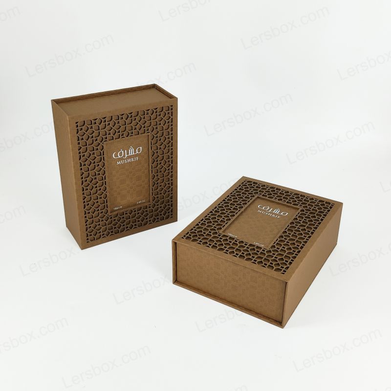 Gold Foil Embossed Perfume Box with Rigid Lid and EVA Insert HP001