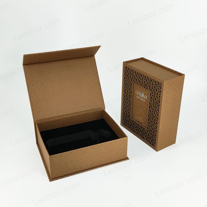 Gold Foil Embossed Perfume Box with Rigid Lid and EVA Insert HP001