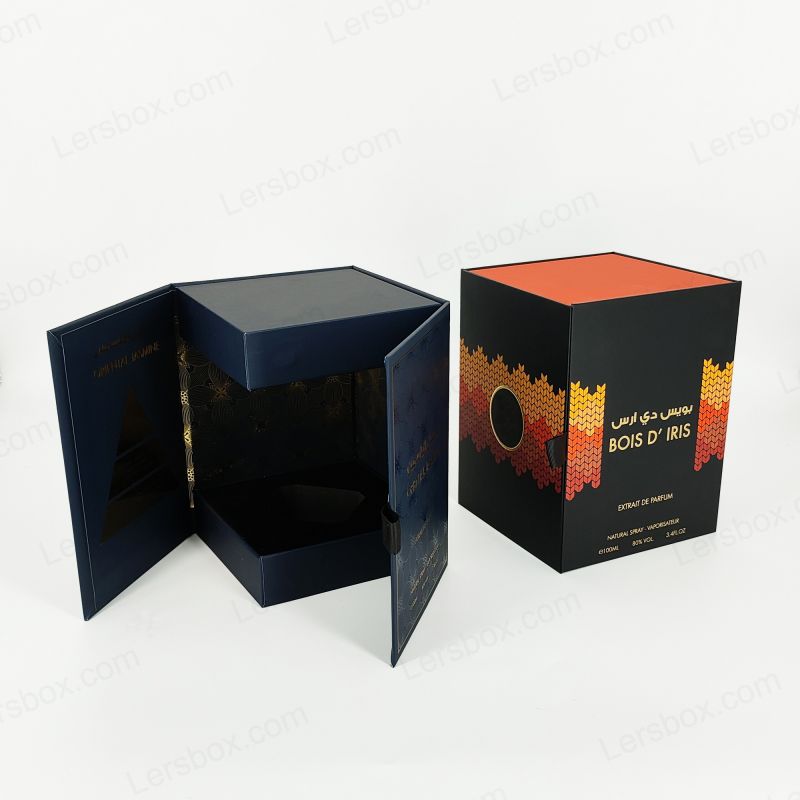 Luxury Rigid Perfume Box with Custom Gold Foil Logo and Elegant EVA Tray HP002