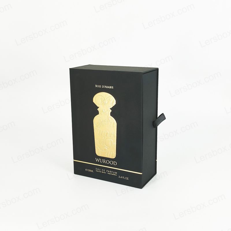 Gold Foil Stamped Perfume Box with EVA Tray and Sleek Lid Base HP005