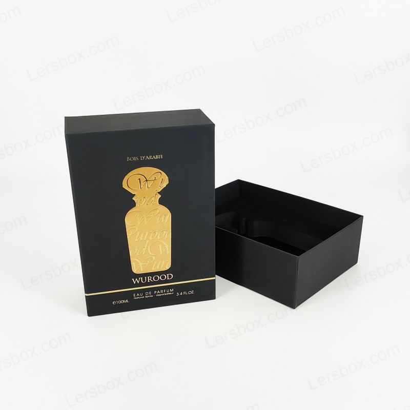 Gold Foil Stamped Perfume Box with EVA Tray and Sleek Lid Base HP005