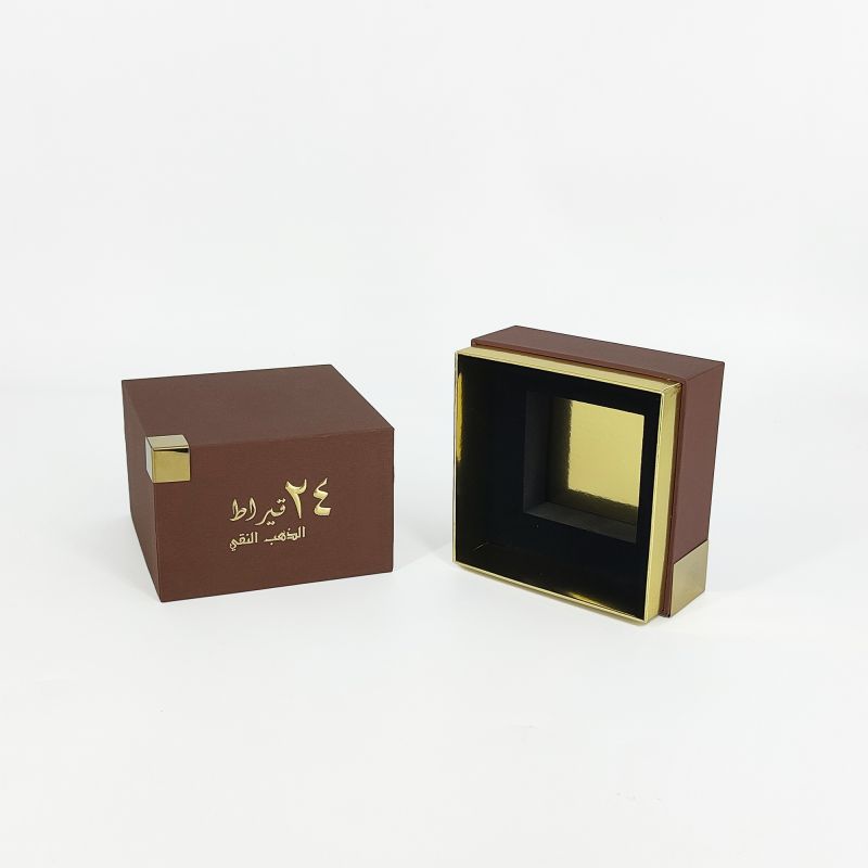 Luxury Gold Foil Perfume Box with EVA Foam Liner and Rigid Base Construction HP007