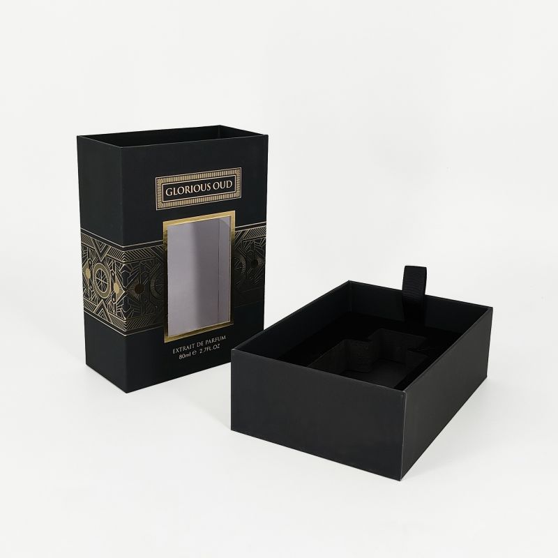 Gold Foil Perfume Packaging with Rigid Lid and EVA Foam Tray for Fragrance Display HP011