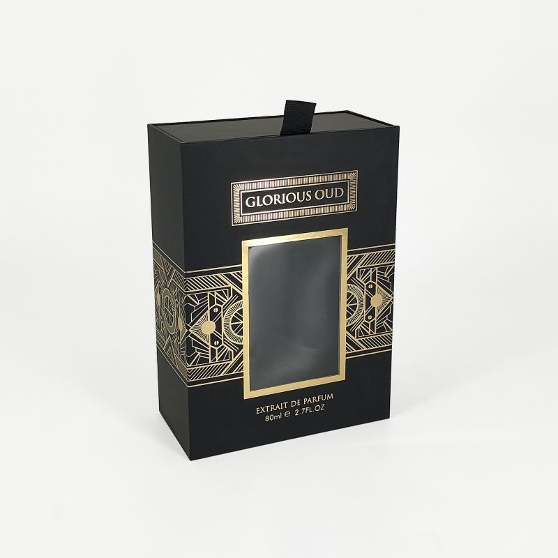 Gold Foil Perfume Packaging with Rigid Lid and EVA Foam Tray for Fragrance Display HP011