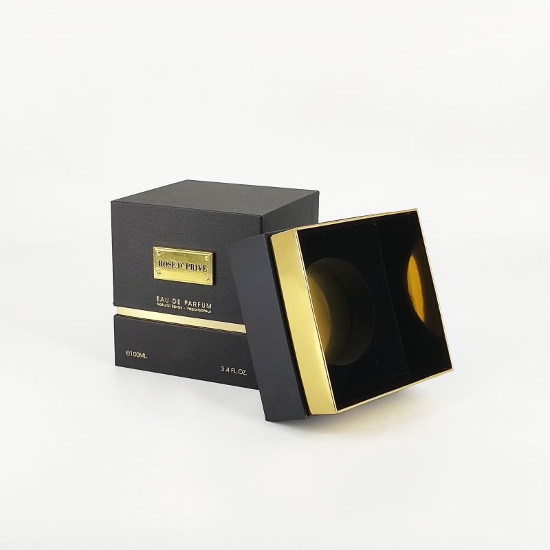 Luxury Gold Foil Perfume Box with EVA Foam Liner and Rigid Base Construction HP007