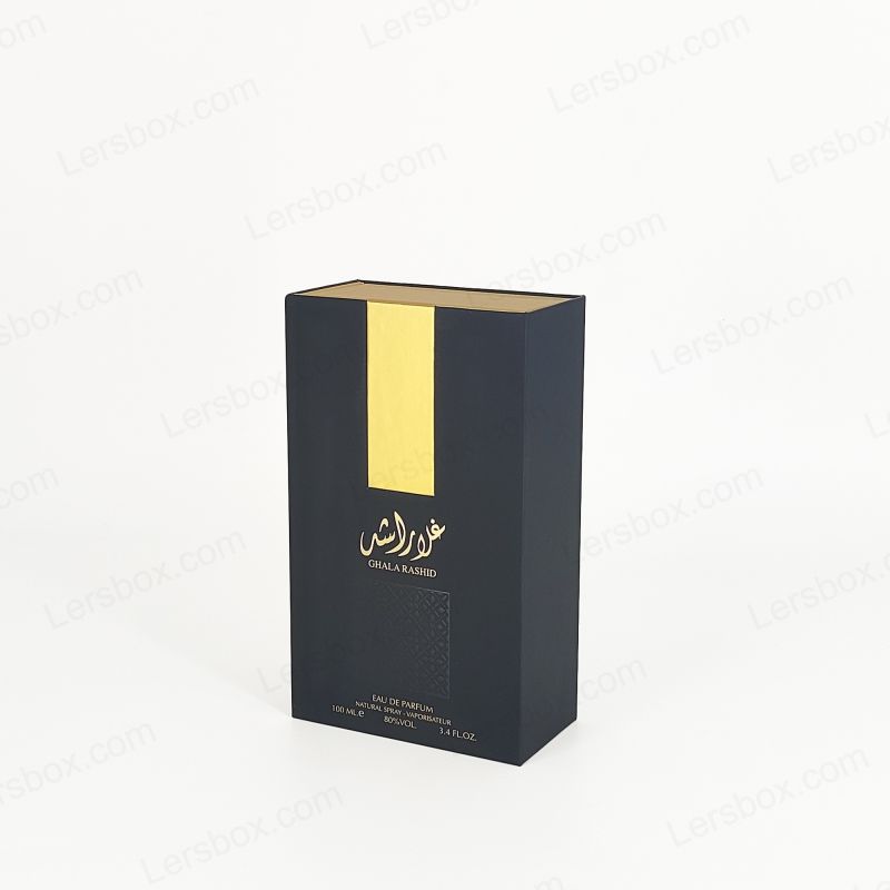 Gold Foil Perfume Packaging with Rigid Lid and EVA Foam Tray for Fragrance Display HP011