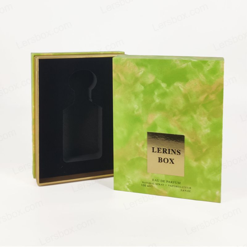 Stylish Gold Foil Perfume Box with EVA Tray for Fragrance Display and Rigid Lid Base HP020