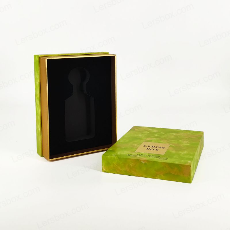 Stylish Gold Foil Perfume Box with EVA Tray for Fragrance Display and Rigid Lid Base HP020