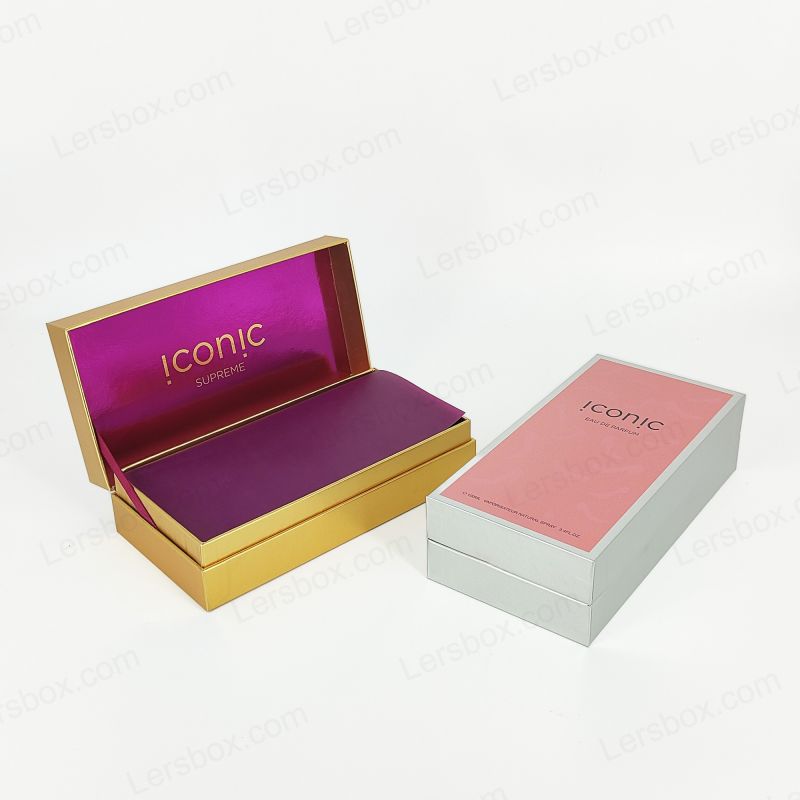 Elegant Gold Foil Stamped Perfume Box with EVA Tray and Handcrafted Rigid Design HP014