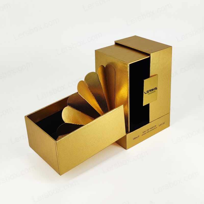 Sophisticated Perfume Box with Custom Gold Foil and EVA Insert, Lid and Base Design HP016