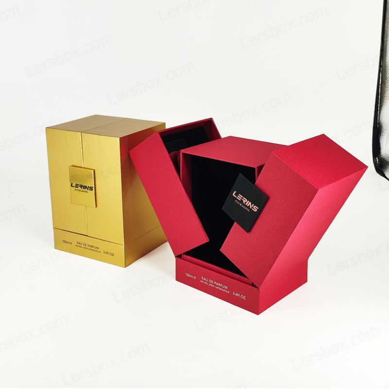 Sophisticated Perfume Box with Custom Gold Foil and EVA Insert, Lid and Base Design HP016