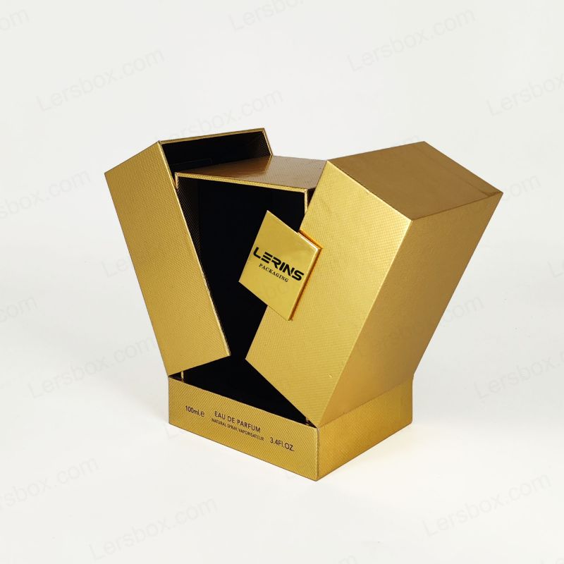 Sophisticated Perfume Box with Custom Gold Foil and EVA Insert, Lid and Base Design HP016