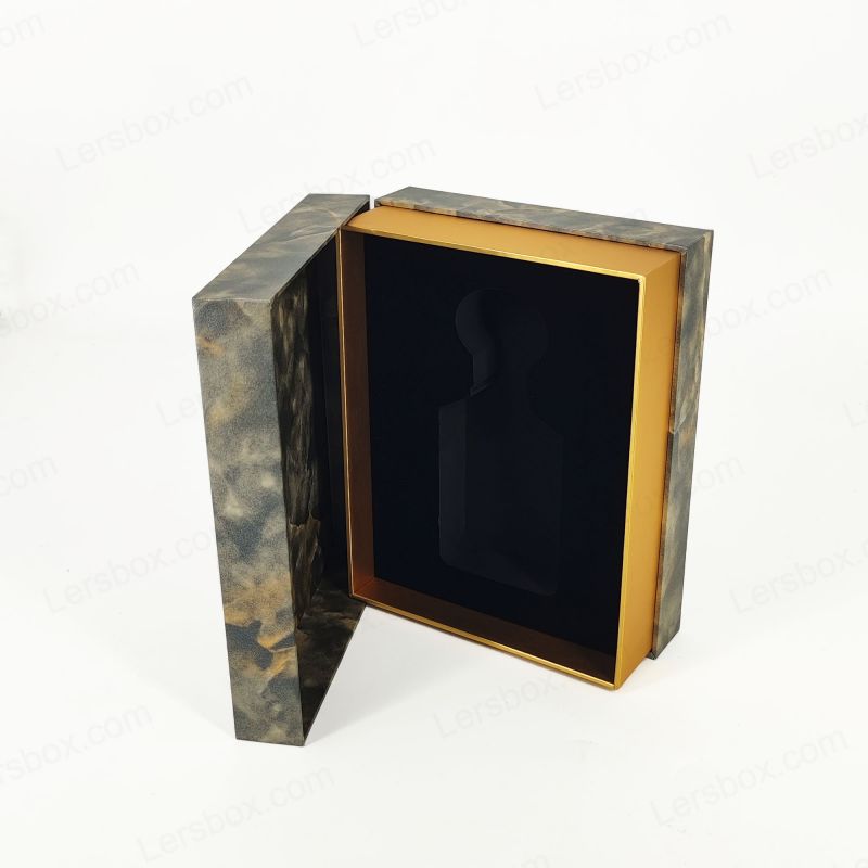 Stylish Gold Foil Perfume Box with EVA Tray for Fragrance Display and Rigid Lid Base HP020