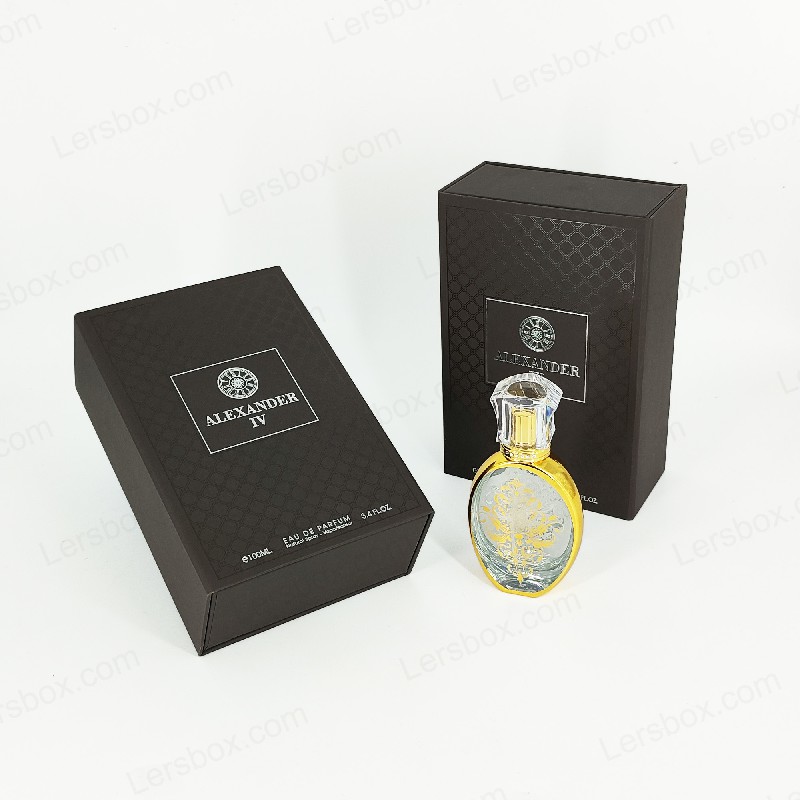 Gold Foil-Stamped Perfume Box with Rigid Lid and EVA Insert for Luxurious Presentation HP021