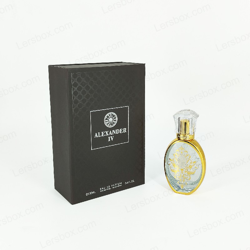 Gold Foil-Stamped Perfume Box with Rigid Lid and EVA Insert for Luxurious Presentation HP021