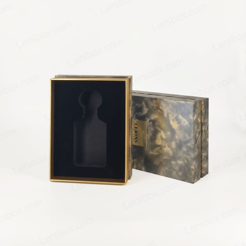 Stylish Gold Foil Perfume Box with EVA Tray for Fragrance Display and Rigid Lid Base HP020