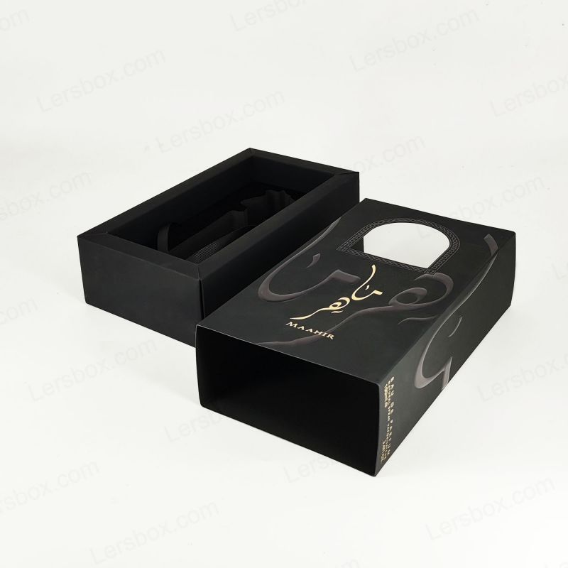 Handmade Perfume Box with Gold Foil Embossing, EVA Tray, and Rigid Construction HP027