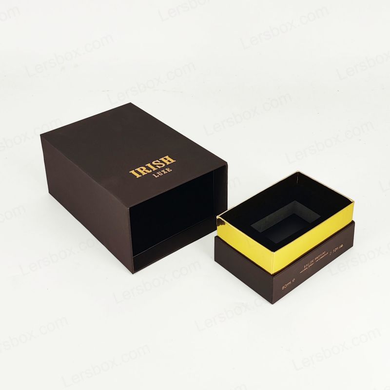 Sophisticated Perfume Box with Custom Gold Foil and EVA Foam for Safe Fragrance Display HP028