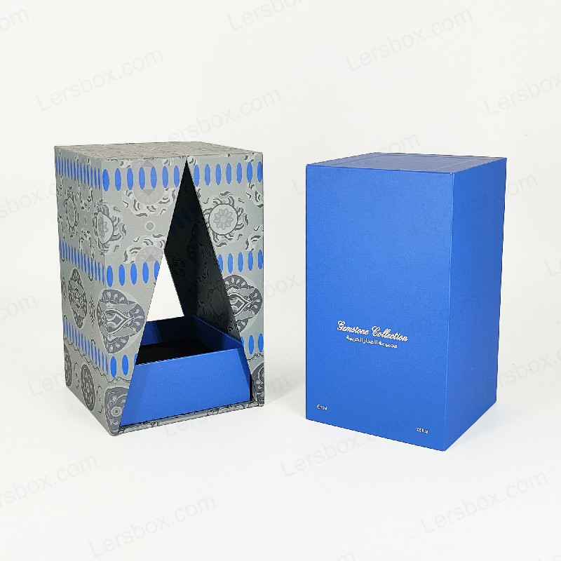 Premium Gold Foil Perfume Box with EVA Foam Tray and Sturdy Lid and Base Design HP029