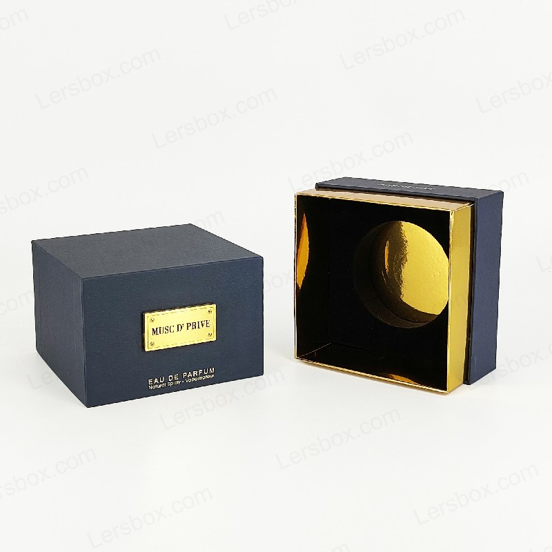 Luxury Gold Foil Perfume Packaging with Handcrafted Rigid Structure and EVA Tray Insert HP030