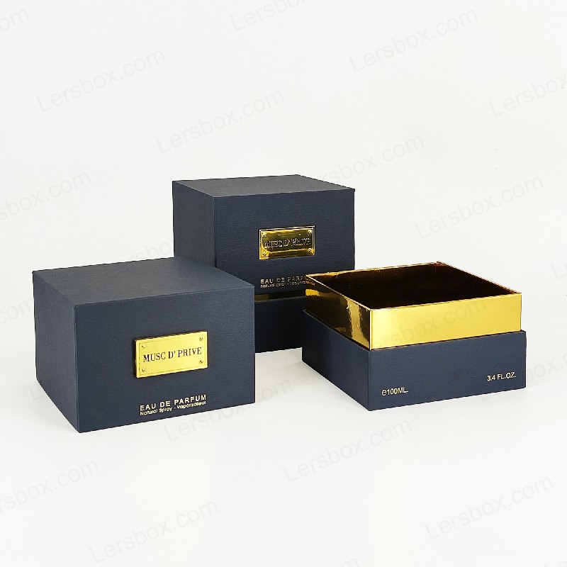 Luxury Gold Foil Perfume Packaging with Handcrafted Rigid Structure and EVA Tray Insert HP030