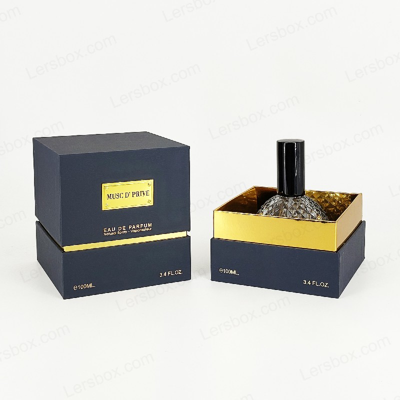 Luxury Gold Foil Perfume Packaging with Handcrafted Rigid Structure and EVA Tray Insert HP030