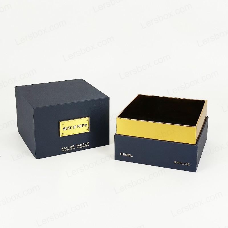 Luxury Gold Foil Perfume Packaging with Handcrafted Rigid Structure and EVA Tray Insert HP030