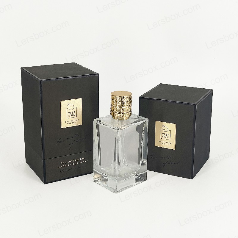 Gold Foil Perfume Box with Rigid Lid, Base, and EVA Foam Tray for Luxurious Display HP034