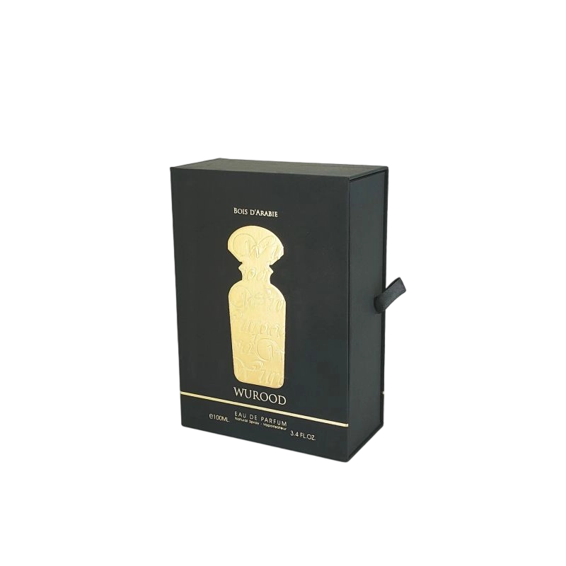 Gold Foil Stamped Perfume Box with EVA Tray and Sleek Lid Base HP005 Gold Foil Stamped Perfume Box with EVA Tray and Sleek Lid Base HP005